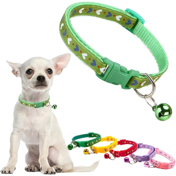 Puppy Collar with Bell, 2-Pack Girl's Small Dog Collar with Bell Nylon Cute Female Cat Collars Adjustable for XXS XS Little Small Girl's Kitten Dogs