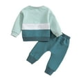 thumbnail image 7 of UngA Baby Winter Clothes Baby Girl Boy Fall Winter Clothes Letter Long Sleeve Shirt Crewneck Swatshirt Top Pocket Pants Outfit Set Blue,12-18 Months, 7 of 7