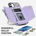 thumbnail image 3 of for iPhone 12 Case Wallet with Strap for Women,Crossbody Lanyard and Wristlet Strap,Zipper Pocket,Credit Card Holder,Ring Stand,RFID Blocking Phone Wallet Cases(6.1 inch,Purple), 3 of 9