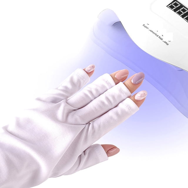 Fiudx Guantes de Gel para Uñas, Protección Uv, Diseño Elástico Sin Dedos, Material Suave y Transpirable, Protección Térmica para Manicura, Multiusos para Manicura, Conducción, 22 Cm