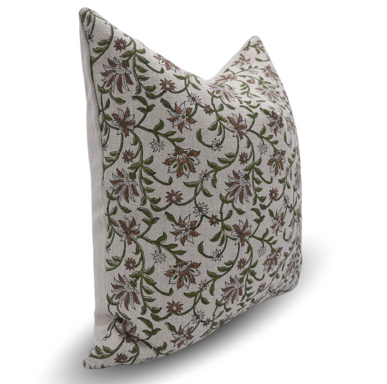 Fabdivine Block Print Throw Pillow Cover, 14x36 inch,Thick Linen,Green