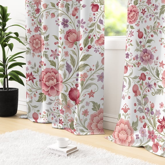 Tchckioa Boho Floral Blackout Curtains,Thermal Insulated Grommet Drapes for Bedroom,Pink,42x63 Inch,2 Panels