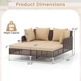thumbnail image 3 of Costway Outdoor Patio Daybed PE Rattan Sunbed with Sponged-Filled Pillows and Cushions Brown, 3 of 10