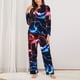 thumbnail image 2 of Balery Red And Blue Lightning Conjunto de Pijama con Estampado para Mujer, Conjunto de Dos Piezas con Manga Larga, Ropa de Dormir Suave con Bolsillos, Pijamas Cómodos-Large, 2 of 7