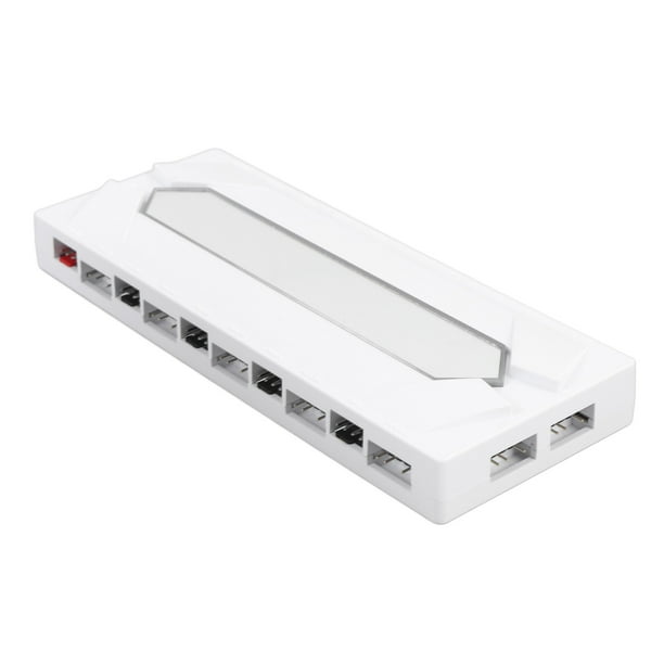 Argb PWM Fan Hub, 5V 3pin RGB PC PC Case De Cajas Adaptador De Abanico 1 A 10 Puertos Divisor De Abundante De Placa Magnética Con Controlador Remoto Y Entrada De Alimentación