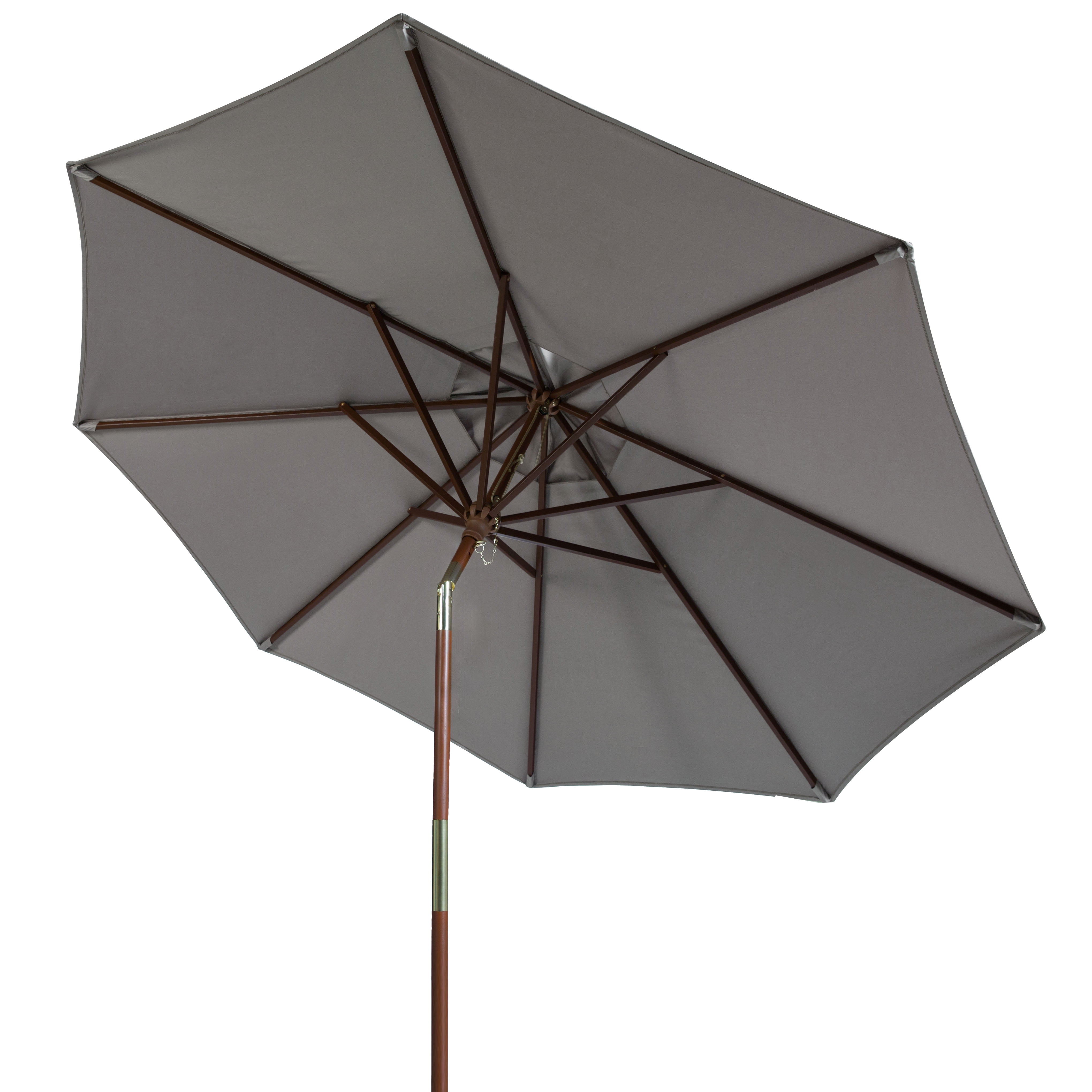 Safavieh Cannes 9' Market Push Wooden Patio Umbrella, Grey