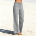 thumbnail image 2 of TaTaai Women's Wide Leg Pants for Women Solid Color Drawstring Elastic Waist Loose Fit Linen Feel Trousers with Pockets for Daily Gift, 2 of 7