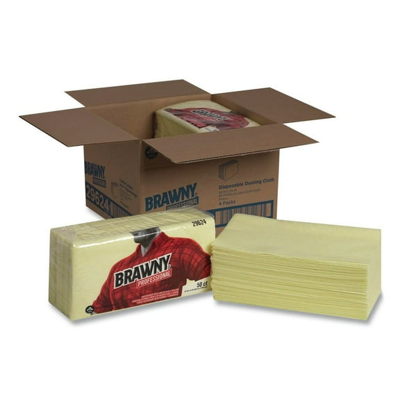 Brawny Industrial Dusting Cloths Quarterfold 24x24 Yellow 50/PK 4/CT 29624