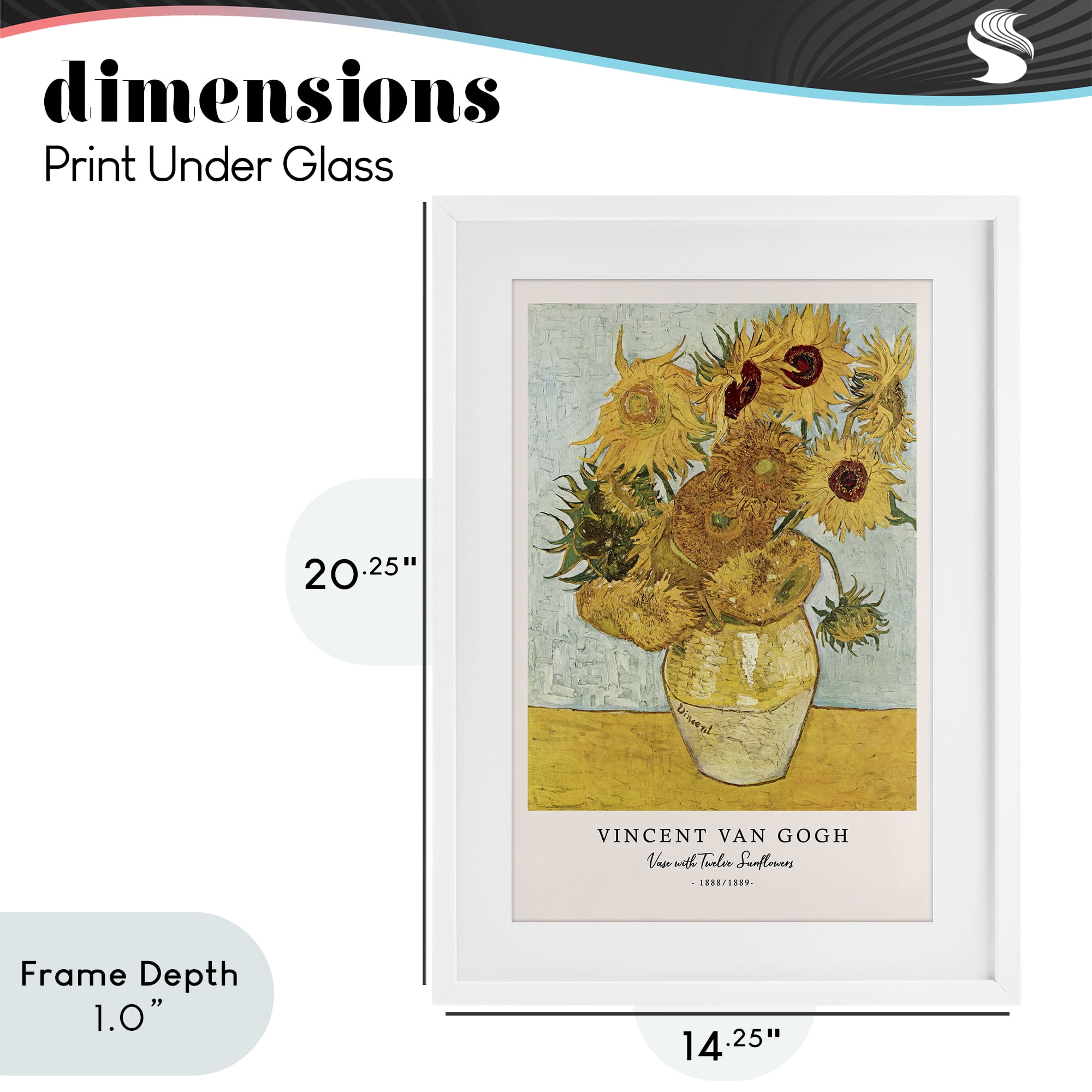 Stupell Industries Classic Vase with Twelve Sunflowers White Framed Print Under Glass, design by Vintage Hustle