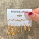 thumbnail image 1 of Juego de 6 pendientes de cadena de círculo de metal, personalidad creativa, pasadores de amor transfronterizos, pendientes de mariposa para mujer, adecuados para mujeres, 1 of 6