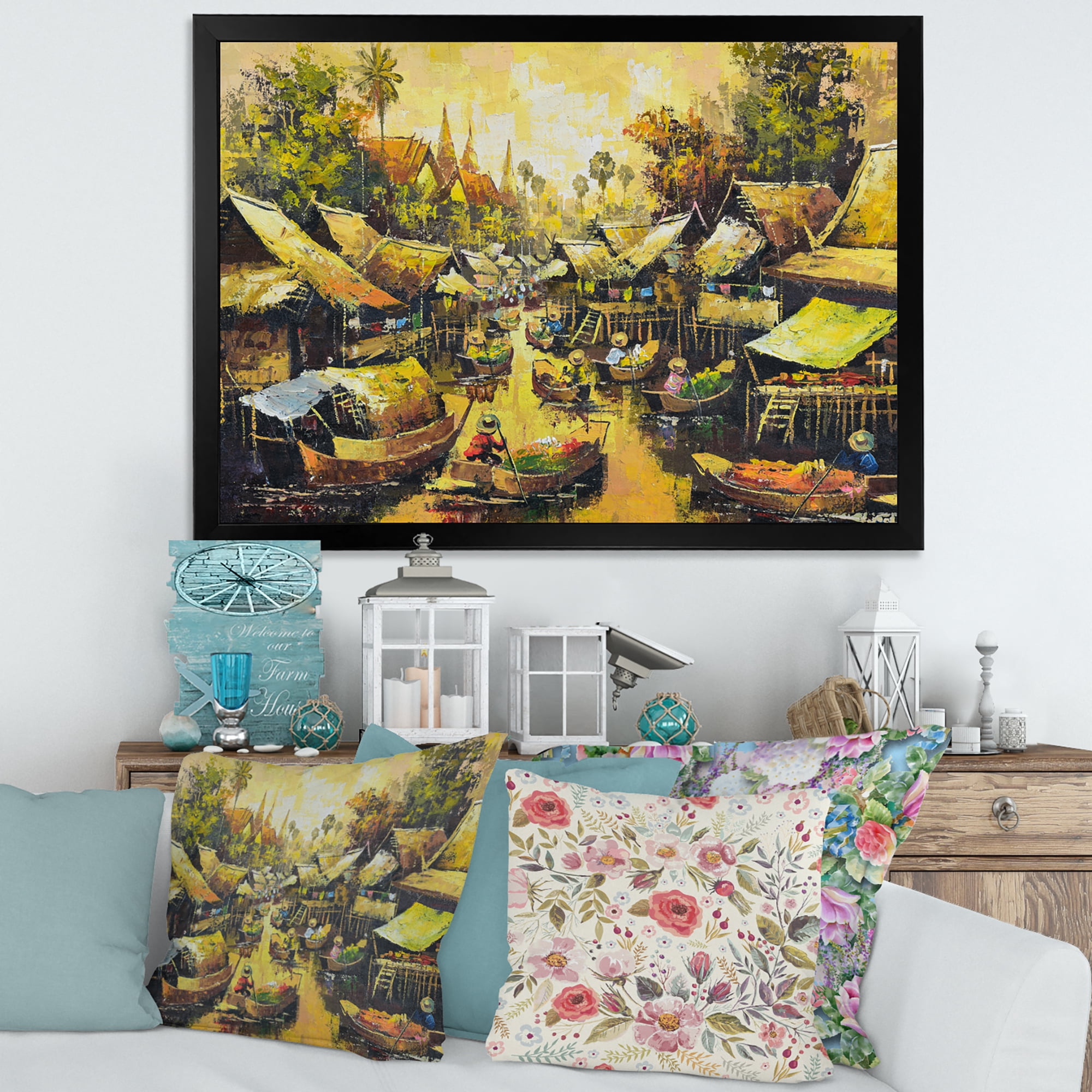 Designart 'Ancient Waterside Life II' Traditional Framed Art Print