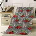 thumbnail image 2 of Red Truck Christmas Throw Blankets, Merry Christmas Tree Soft Fleece Blanket Decorative for Home Sofa Couch Chair Living Bedroom,40x50 Inches, Winter Snowflake Grey, 2 of 6