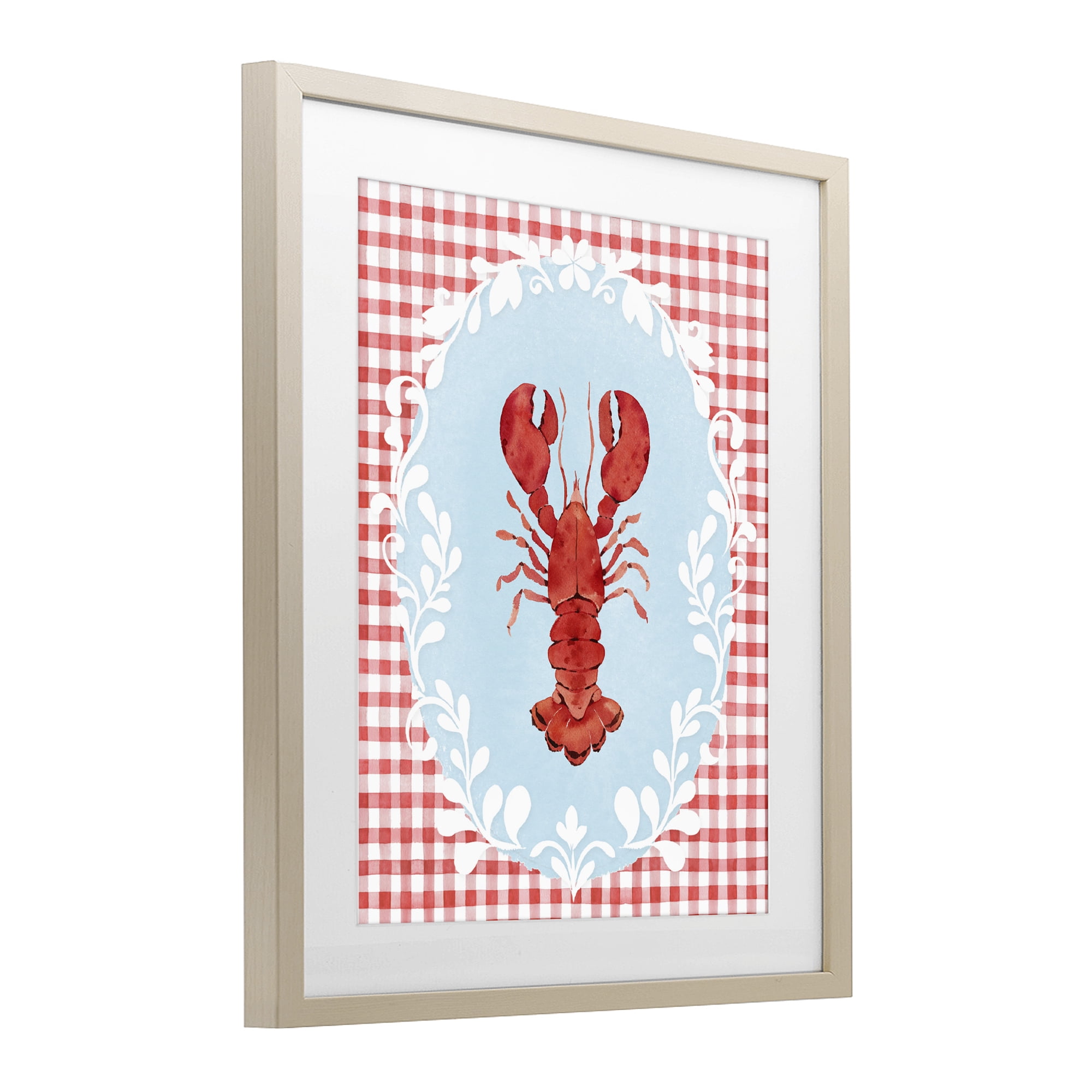 Stupell Industries Lobster with Red Plaid Birch Framed Print Under Glass, design by Heather Lee Chan