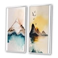 thumbnail image 3 of Designart "Blue and Grey Mountain Lake Reflections II" Landscape Mountains Framed Wall Art Set Of 2 - Traditional Blue Framed Canvas Set For Living Room Decor, 3 of 6