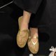 thumbnail image 1 of Sandalias planas de malla para mujer, zapatos de verano a la moda, transpirables, con punta redonda, hebilla de metal, de diseñador, de rejilla, 1 of 3