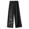 thumbnail image 4 of Delayuji Women's Linen Pants Embroidered Wide Leg Pant Trousers Breathable Loose Cotton Linen Pants, 4 of 6