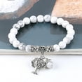 thumbnail image 2 of Bracelet Homme Mode Rond Blanc Howlite Mala Perles Arbre de Vie Bracelet Yoga, 2 of 6