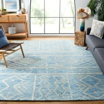 SAFAVIEH Chatham Jayden Geometric Wool Area Rug, Blue/Ivory, 8' x 10'