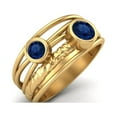 thumbnail image 2 of 4mm Round Blue Sapphire Handmade Split Shank Band 925 Sterling Silver Gold Vermeil Dual Stone Women Valentines Day Gifts Ring, 2 of 4