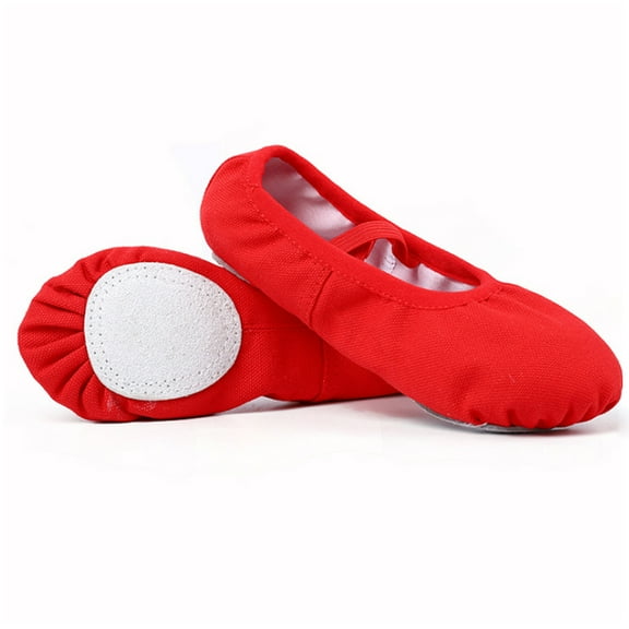 TEHAUX Toddler Girls Ballet Shoes, 1 Pair Red Soft Anti- Sole, Comfortable Lightweight Dance Flats for Kids
