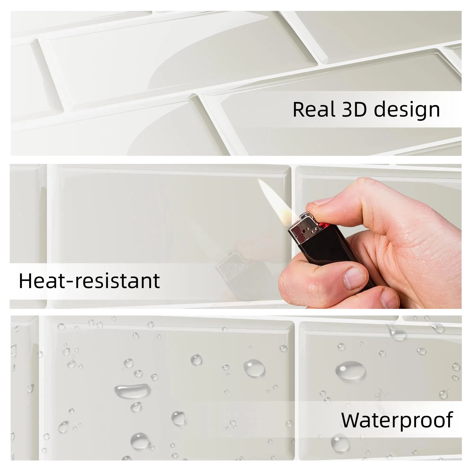 VANCORE 10-Pack 12" X 12"Peel and Stick Backsplash Wall Tiles Stickers for Kitchen Bathroom, Beige