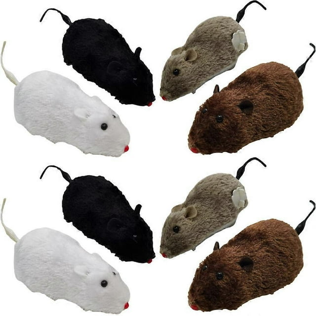 Interactive Toy Cat Mouse Toys Mouse Shape Assorted Color Plush and Plastic Fitness Improvement 8Pcs