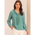 thumbnail image 2 of DARING DIVA Work Office Blouse Pleated Top Shirt XS Mint Blue, 2 of 6