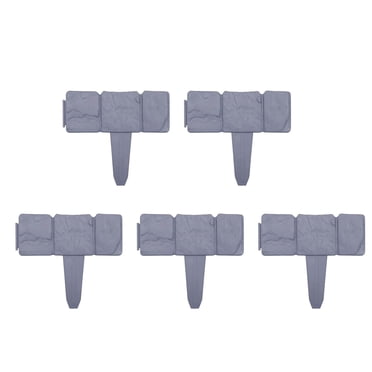 HaoXun 5 Pcs Plastic Garden Fence Edging with Ground Spikes - Gray Landscape Border Panels 9.8x9.1x0.39in for Flower Beds, Lawn and Decorative Yard Scenery Weatherproof