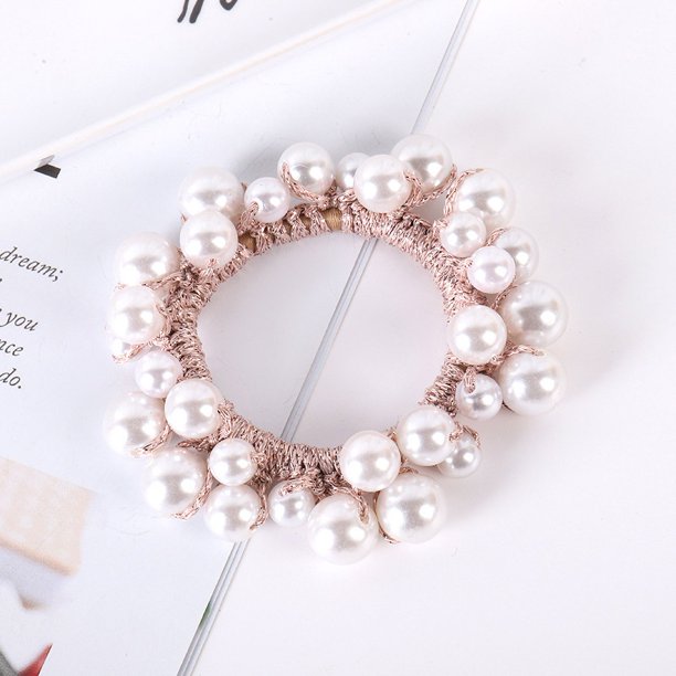 Accesorios para el cabello con estilo Cuerda para el cabello con perlas tejidas a mano Banda para el cabello con cola de caballo en la parte posterior de la cabeza Cabello con diamantes de imitación