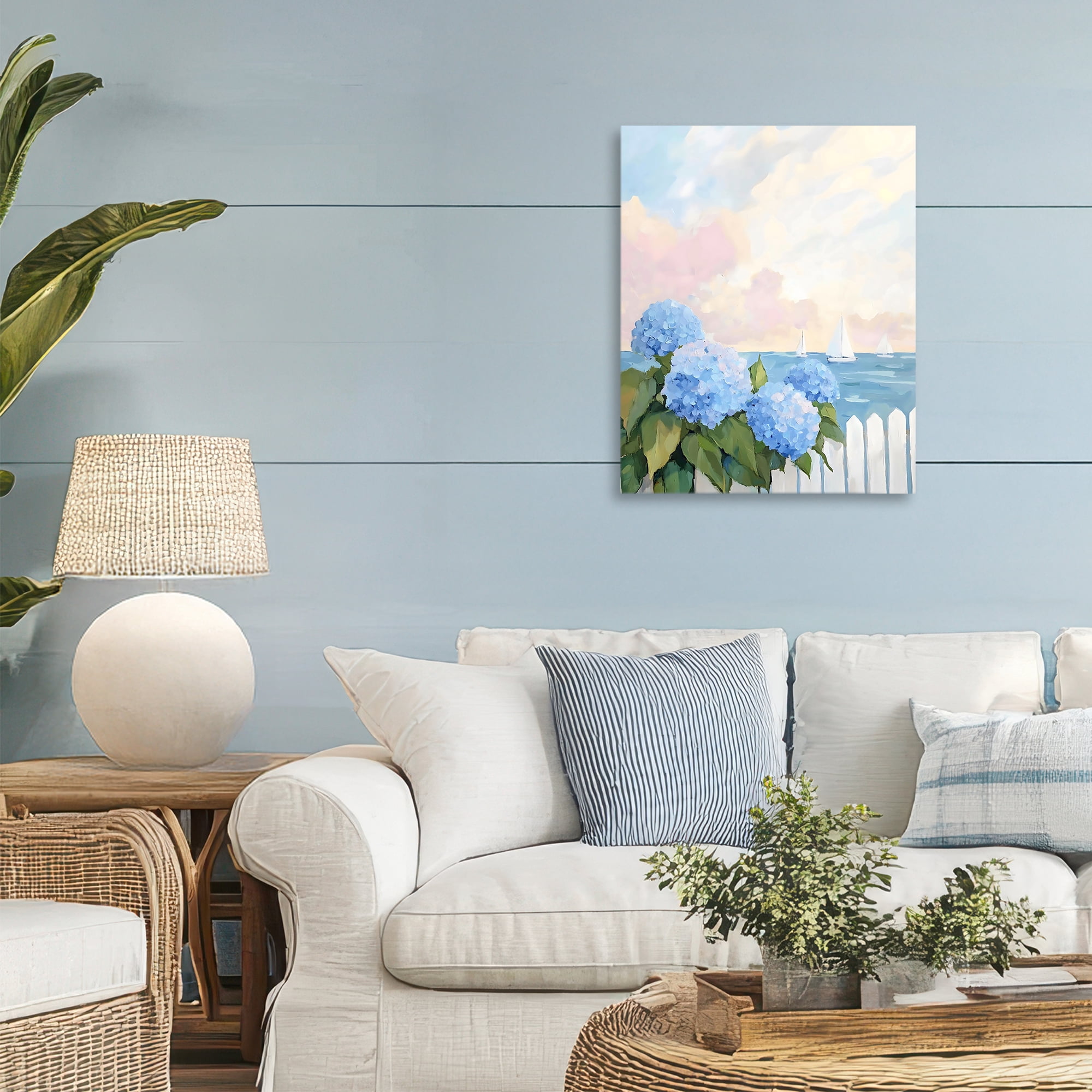 Stupell Industries Hydrangeas By The Sea Canvas Wall Art, design by Creative Studio