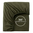 thumbnail image 5 of MooMee 100% Washed Cotton Queen Fitted Sheet Only Linen Like Textured Extra-Deep Pocket Breathable Soft 1-Piece (Olive Green, 60"x80"), 5 of 8
