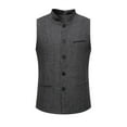 thumbnail image 3 of BVOFAR Mens Herringbone Vests Tweed Suit Waistcoats Slim Fit High Collar Business Tank Tops, 3 of 10