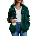 thumbnail image 4 of Women's Lightweight Plaid Shacket Fleece Lined Hooded Jacket Long Sleeve Warm Coat Casual Fall Winter Fashion, 4 of 6