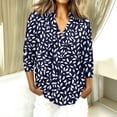 thumbnail image 2 of Wutalume Womens Tops with 3/4 Sleeve, Floral Print V-Neck Blouse for Office, Business Events, Daily Wear, Elegant Design, and Comfortable Fabric,Navy S, 2 of 7