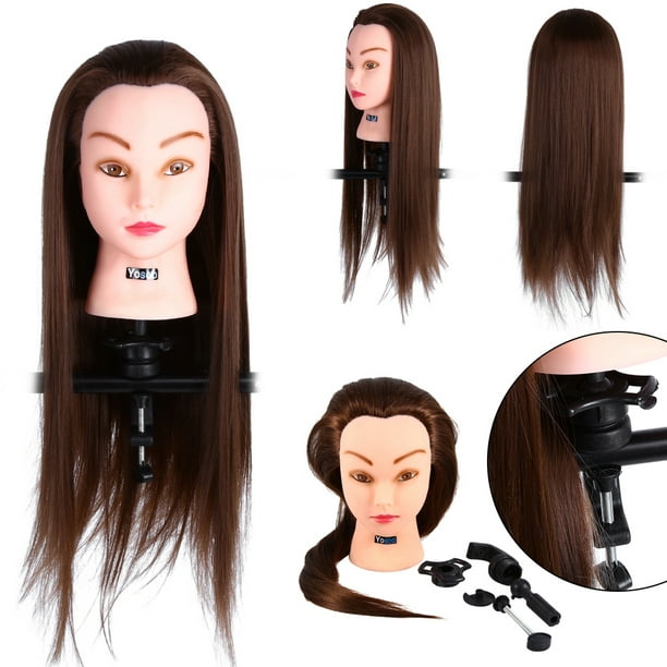 Vgeby Cosmetology Mannequin Head With Human Hair 24 Long Hair Training Practice Head For Hairstyling Manikin Doll Head Hairdressing Training Model W Hair Free Clamp For Head Styling Dye Cutting