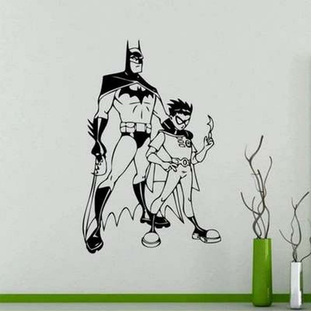 Adhesivo de pared Batman y Robin para decoración de habitación infantil