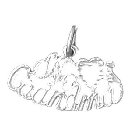 14K White Gold Love Grandma Pendant - 14 mm
