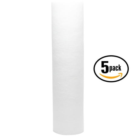 5-Pack Replacement GE GXWH20F Polypropylene Sediment Filter - Universal 10-inch 5-Micron Cartridge for GE HOUSEHOLD WATER FILTRATION SYSTEM - Denali Pure