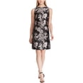 thumbnail image 1 of American Living Vestido de vaina acampanada de jacquard para mujer, negro, 12, 1 of 1