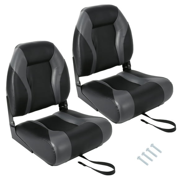 Paquete de 2 Asientos Plegables de Respaldo Alto para Barco– Sillas Marinas de Pesca Acolchadas y Cómodas, Esponja Engrosada, PVC Resistente Al Agua, Bisagra de Aluminio – para Pontón, Lancha