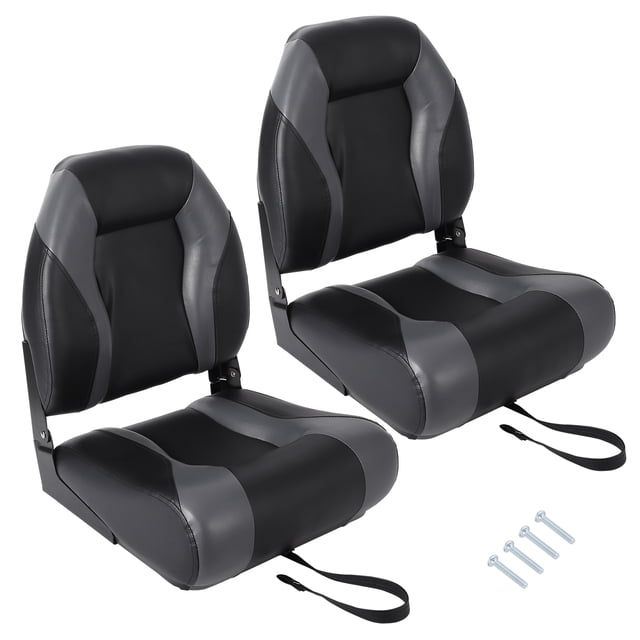 Paquete de 2 Asientos Plegables de Respaldo Alto para Barco– Sillas Marinas de Pesca Acolchadas y Cómodas, Esponja Engrosada, PVC Resistente Al Agua, Bisagra de Aluminio – para Pontón, Lancha