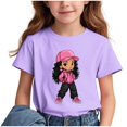 thumbnail image 1 of GreatBaby T-shirt Respirant pour Enfants avec Manches Courtes pour Garçons Filles Rentrée des Classes Saison Col Rond Manches Courtes Hauts Décontractés Polyvalents pour Extérieur (Violet2,9 Ans), 1 of 7