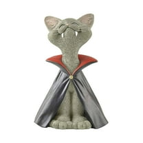Gothic Black Vampire Cat Figurine – Spooky Cute Halloween Resin Statue with Fangs & Cape – Whimsical Gothic Kitty Décor for Cat Lovers, Pet Owners & Horror Fans