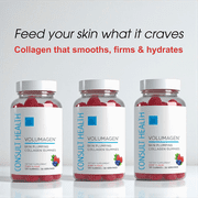 Consult Health VOLUMAGEN Skin Plumping Collagen Gummies with Verisol Bioactive Collagen Peptides, Biotin, Decrease Wrinkles, Increase Skin Elasticity, Natural Berry Flavor,120 Count