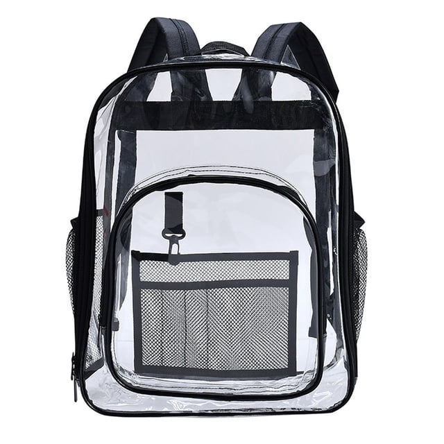 Mochila transparente para mujeres y hombres, mochilas de PVC, mochila transparente, mochila para niños y niñas, 42 x 33 x 17 cm, color negro