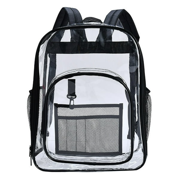 Mochila transparente para mujeres y hombres, mochilas de PVC, mochila transparente, mochila para niños y niñas, 42 x 33 x 17 cm, color negro