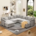 thumbnail image 6 of BedLuxury 111.5” Modular Sectional Sofa with Movable Ottoman, Modern Cloud Couch with Corner Seat for Living Room, 5-Seat, Grey, 6 of 9