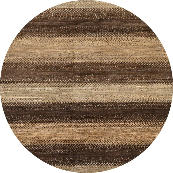 Ahgly Company Machine Washable Indoor Round Abstract Red Brown Area Rugs, 8' Round
