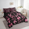thumbnail image 4 of Manfei Black Pink Bowknot Bedding Comforter Set 7 Pieces for Teens, Rustic Farmhouse Floral Full Bedding Set, Kawaii Cartoon Reversible Fitted Sheet Flat Sheet, Ultra Soft Home Decor, 4 of 8