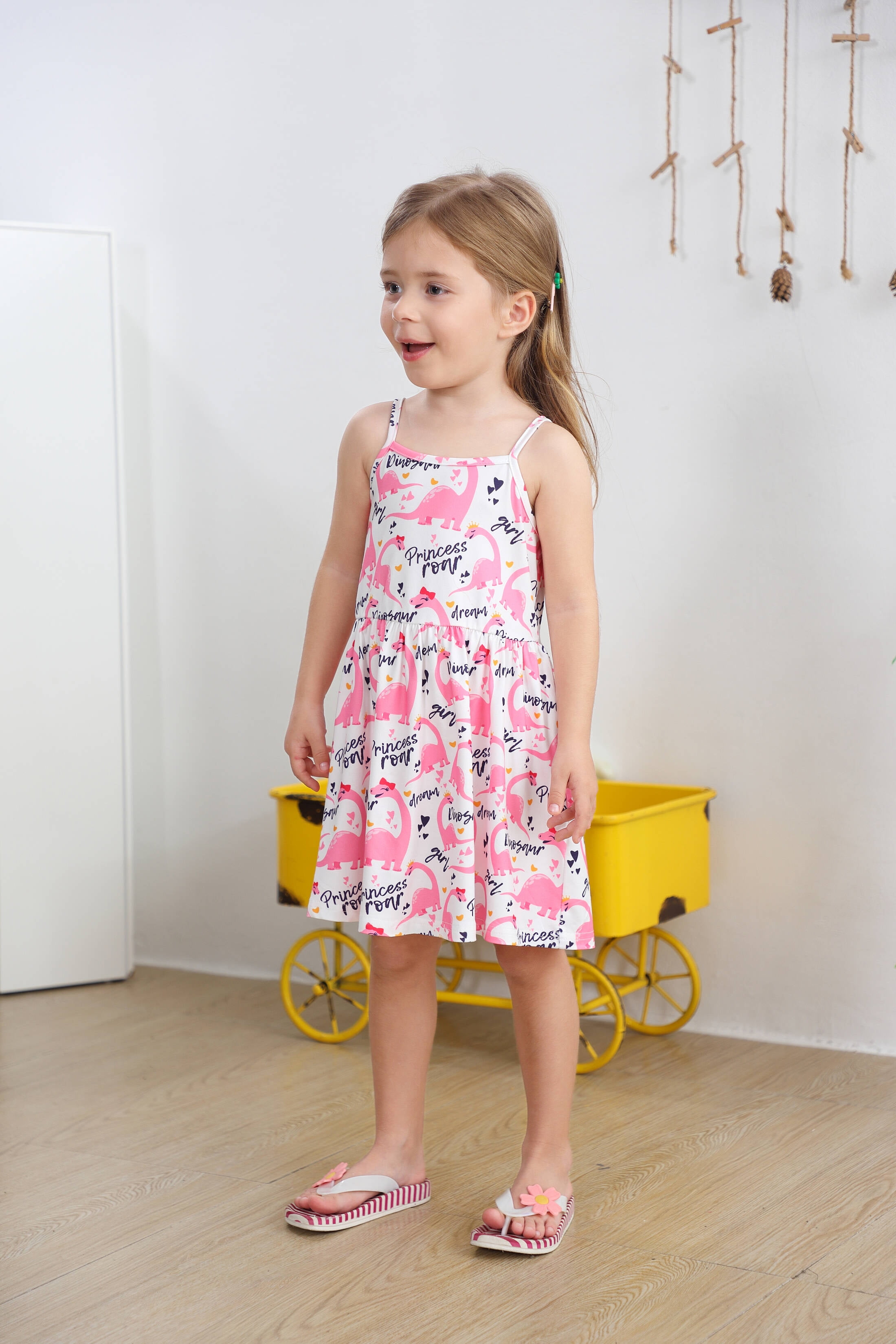 Little Girls Dinosaur Dress Toddler Baby Pink Bowknot Summer Dresses Sundress 2T (Dino-311)
